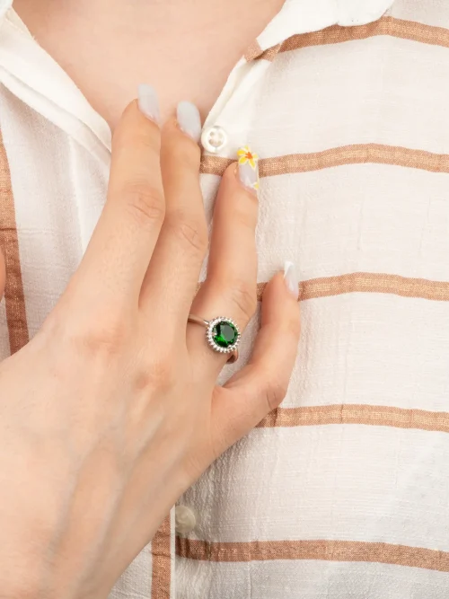 Inel Argint Green Paloma - imagine 2