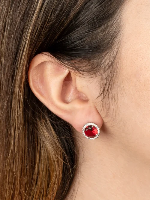 Set Argint 925 Rodiat Red Paloma Colier + Cercei - imagine 2