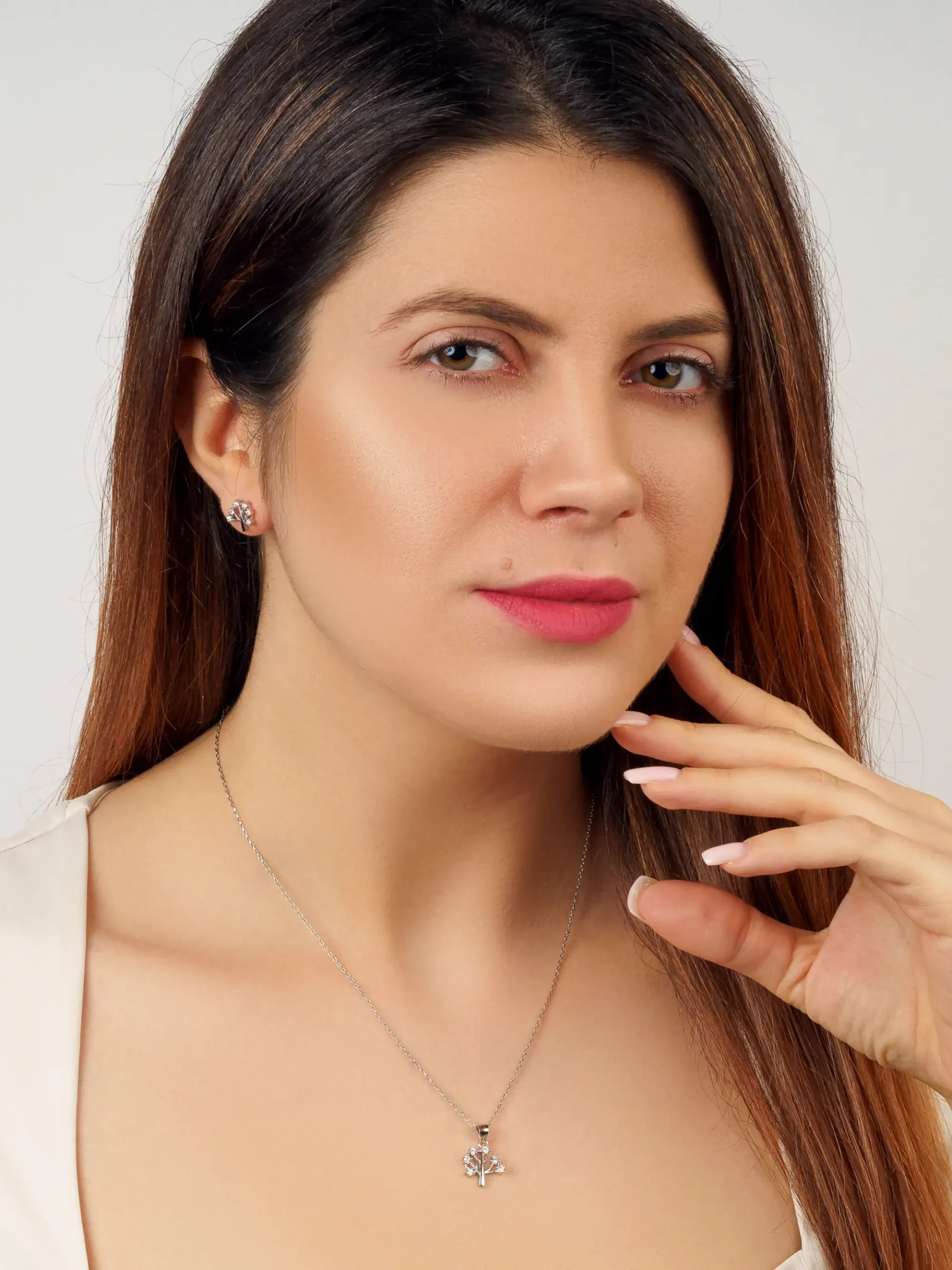 Set Pomul Vietii Set Argint 925 Rodiat Pomul Vietii Colier + Cercei - imagine 1
